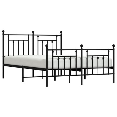 vidaXL Powder Coated Steel Bed Frame - Robust Black Metal Double Bed with Functional Headboard