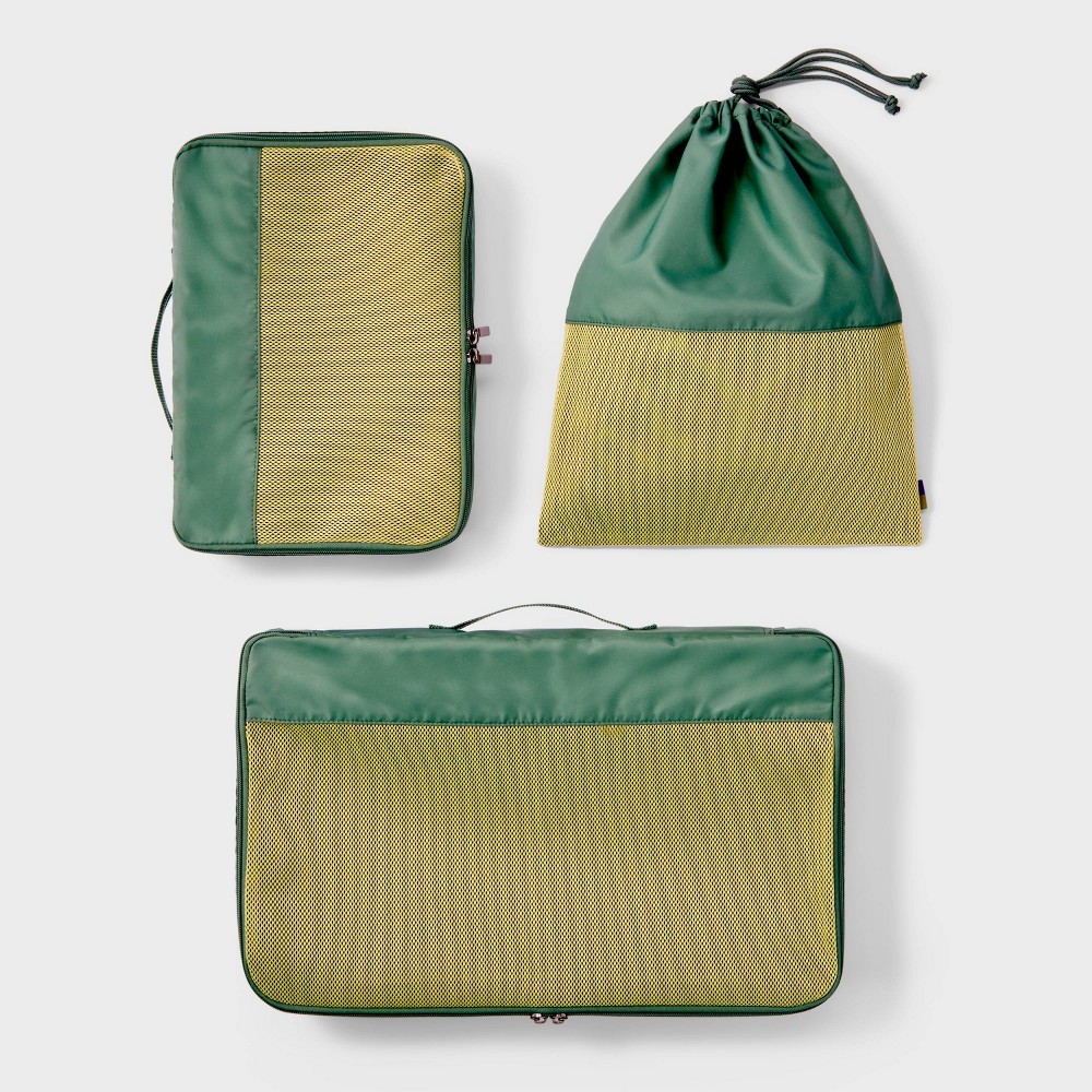 Photos - Travel Accessory 3pc Packing Cube & Laundry Bag Set Olive Green - Open Story™️