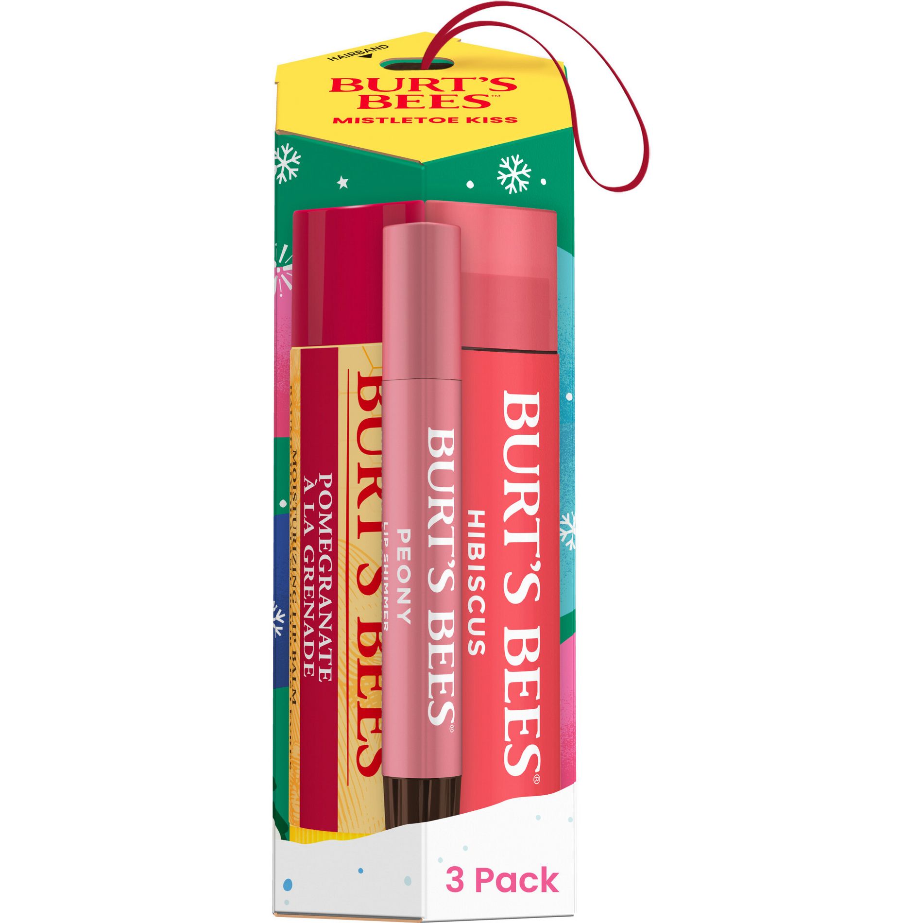 Burt's Bees Mistletoe Kiss Lip Balm Gift Set - Hibiscus/Peony/Pomegranate - 3pc