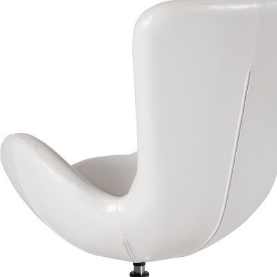 White Leather High Back Swivel Reception Chair with Chrome Base