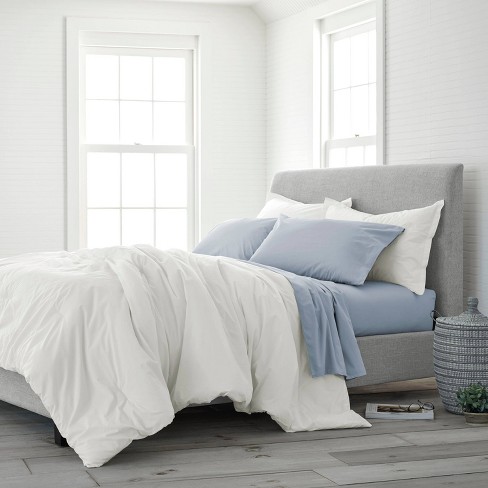 Twin Washed Linen Duvet Cover In Light Grey