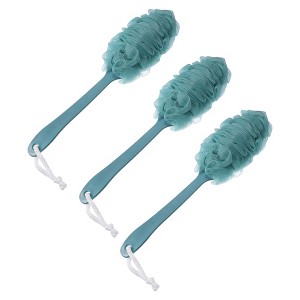 Unique Bargains Body Bath Scrubber with Long Handle for Skin Exfoliating PP Mesh 3 Pcs - 1 of 4