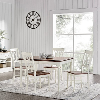 Shelby 5-Piece White and Dark Brown Dining Set