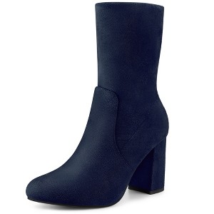 Perphy Women's Rounded Toe Block Heeled Foldable Non-Zip Sock Ankle Boots - 1 of 4