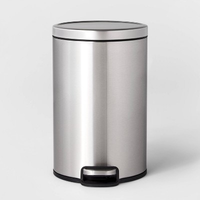 Simplehuman 45l Rectangular Step Trash Can With Liner Pocket Brushed  Stainless Steel And Gray Plastic Lid : Target