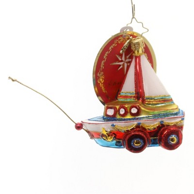 Christopher Radko 3.5" Just Add Water Little Gem Tug Boat  -  Tree Ornaments