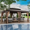 Tangkula 12' x 20' Double-Roof Hardtop Gazebo w/ Galvanized Steel Roof Netting Curtains - 2 of 4