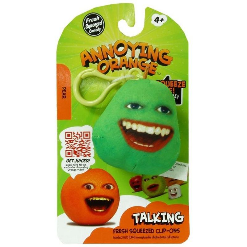 License 2 Play Inc Annoying Orange 2.25" Talking Plush Clip On: Pear, 1 of 2