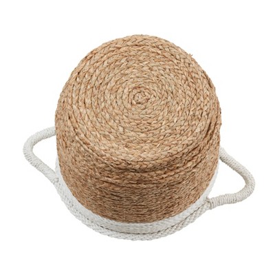 Rustic Beige and White Woven Pandanus Storage Baskets, Set of 3