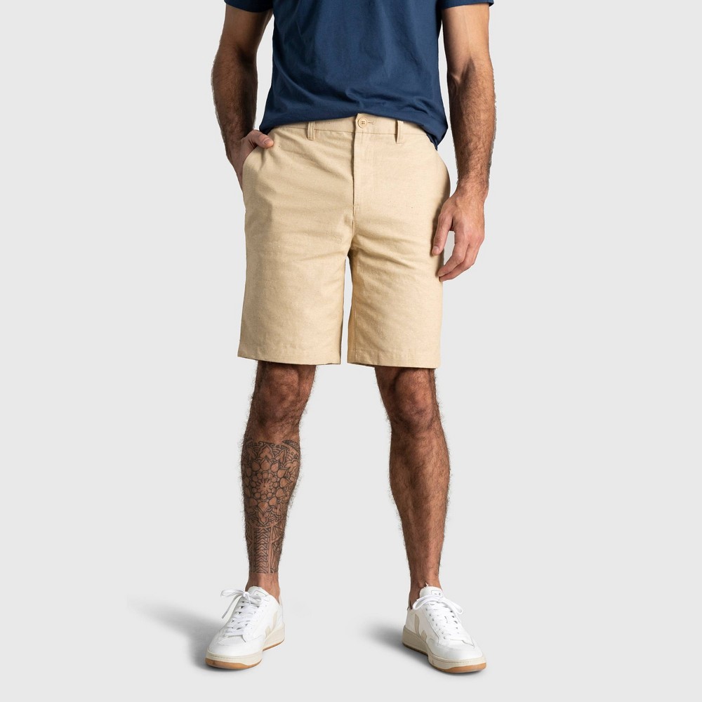 size 34 United By Blue Men's Organic 9" Chino Shorts - Curry