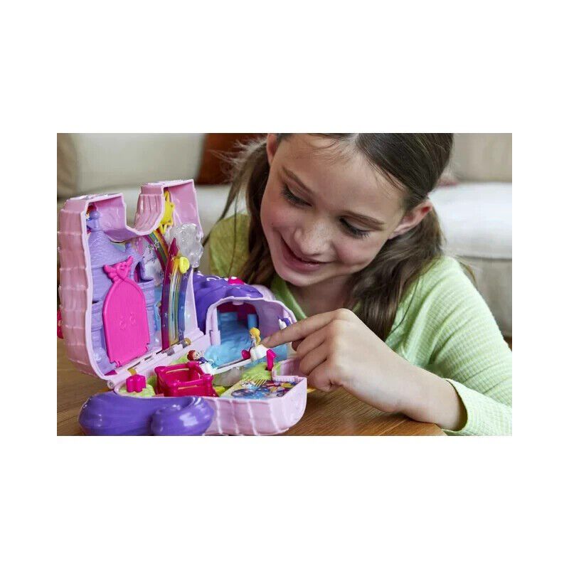 Polly Pocket 2-in-1 Unicorn Party Travel Toy, Large Compact with 2 Dolls & 25 Surprise Accessories, 2 of 7