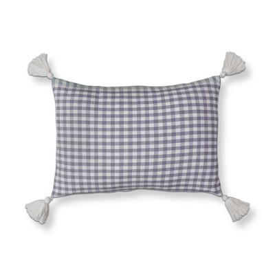 tagltd 24" x 24" Blue Gingham Throw Pillow