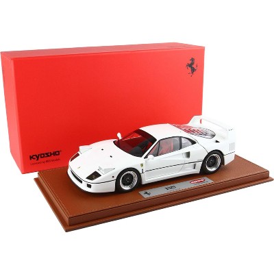 Ferrari F40 White with Black & Chrome Wheels and Red Seats with DISPLAY CASE Limited Ed 1/18 Diecast Model Car by BBR and Kyosho