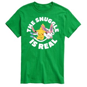 Men's - Pokémon - The Snuggle Is Real Pikachu and Sylveon -Men's Short Sleeve Graphic T-Shirt Short Sleeve Graphic T-Shirt - 1 of 4