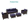 Sonkuki 5-Piece Patio Conversation Sofa Set Brown Rattan with Widen Armrest - 3 of 4