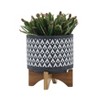 Okak Modern Ceramic Plant Pot with Wooden Stand Elevated Flower Planter for Herbs, Vegetables, Fruits, Indoor&Outdoor, 2 Pack&1 Pack,10 Options - 2 of 4