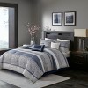 Kumasinova 7Pcs Luxurious Jacquard Comforter Set with Shams,Decor Pillows&Bed Skirt,Transitional Style Bedding Set,Machine Washable,Navy - 2 of 4