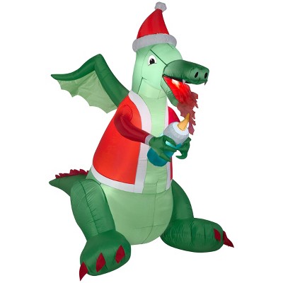 Gemmy Christmas Airblown Inflatable Dragon Lighting Candle, 6.5 ft Tall, Multicolored
