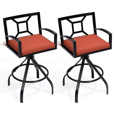 Crestlive Products Aluminum Outdoor Swivel Bar Stools with Sunbrella Cushion Patio Counter Height Barstools
