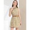 INSPIRE CHIC Women's Floral Sleeveless Half Placket Mini Belted Summer Dress - 3 of 4