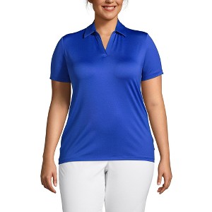 Lands' End Women's Short Sleeve Rapid Dry Sport Neck Polo Shirt - 1 of 2