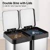 2x8 Gallon Dual Compartment Trash Can, Stainless Steel Garbage Can with 2 Separate Soft-Close Lids for Kitchen Office Bathroom, Without Inner Bucket - 3 of 4