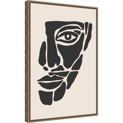 Beaded Bronze Framed Abstract Face Canvas Wall Art 16 x 23-in