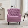 Vintage Upholstered Accent Chair,Lounge Chair with Wood Legs and Curved Backrest,Nailhead Trim Chair for Living Room or Office-Baofuwish - 2 of 4