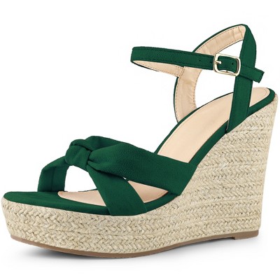 Allegra K Women's Platform Slingback Espadrille Wedge Heel Sandals Dark  Green 7.5 : Target