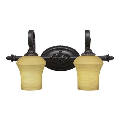 Toltec Lighting Elegante 2 - Light Vanity in  Dark Granite with 5.5" Zilo Cayenne Linen  Shade