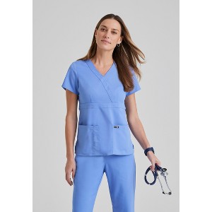 Grey's Anatomy by Barco Classic Women's Riley 3-Pocket Mock Wrap V-Neck Srub Top - 1 of 4