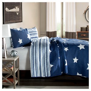 Lush Decor Star Quilt Set - Navy (Twin), Blue