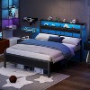 Furnulem Queen Bed Frame with Storage Headboard and LED Lights Metal Bedframe with Charging Station and USB Port Queen Size Bed with Heavy Duty Slats - 4 of 4