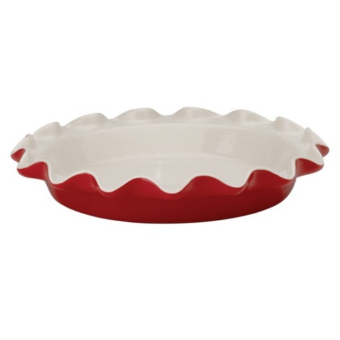Kook Round Ceramic Pie Dish, Wave Edge, 10 Inch, 44 Oz, Cherry : Target