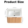 Lyngins Wall-Mounted Floating Bathroom Vanity with Sink & Soft-Close Drawer, Pre-Assembled Curved Edge Storage Bathroom Cabinet in Natural Walnut - 3 of 4