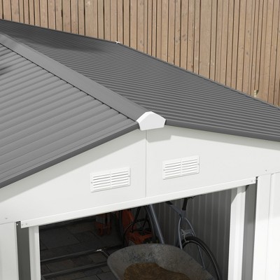 11 ft. x 9 ft. Brown and Silver Metal Storage Shed with Windows