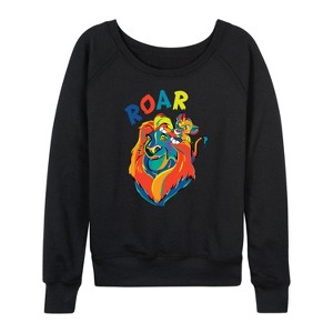 Women's - Disney - Mufasa & Simba Lightweight French Terry Wide Neck Long Sleeve Shirt - 1 of 4
