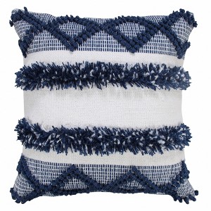 HomeRoots 20" Navy Blue And White Fabric Coastal Throw Pillow - 1 of 4