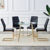 5-Piece Dining Set with Glass Table and 4 PU Armless Chairs - 4 of 4
