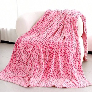 Pink Leopard Throw Blanket - Cheetah Print Fuzzy Plush Blanket for Women Girls 50" X 60" - 1 of 4