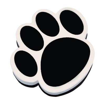 Ashley Productions Magnetic Whiteboard Eraser, Black Paw (Pack of 6)