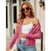 Coolmee Women's Cropped Cardigan Knit ShrugsTops V Neck Button Down Sweaters - 2 of 4