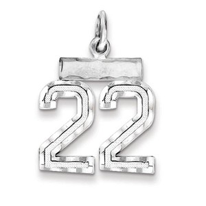 Black Bow Jewelry Sterling Silver, Varsity Collection, Small D/C Pendant, Number 22 - 1 of 4