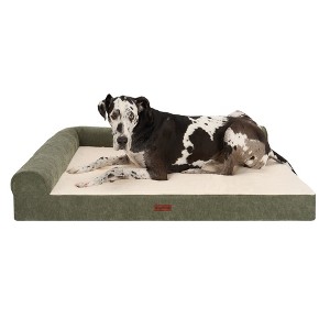 Plush & Grid Cord Orthopedic Deluxe L-Chaise Pet Bed for Dogs and Cats - 1 of 4