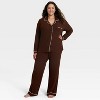 Women's Cozy Ribbed Notch Collar Long Sleeve Shirt and Pants Pajama Set - Auden™ - 3 of 3