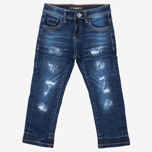 Raw X Toddler Boy's Rip And Repair Jeans In Dark Blue Size 4t : Target