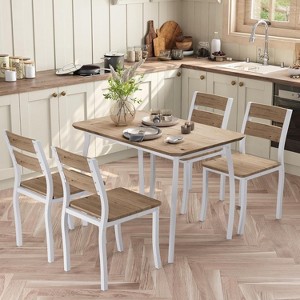Modern 5-Piece Dining Set for 4,  Chair Set with Comfy Padded Seats, Sturdy Metal Frame, Space-Saving Design,  Perfect for Home & Apartment - 1 of 4