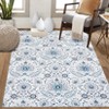 Large Machine Washable Rug Vintage Floral Area Rug 10x13 Stain Resistant Indoor Carpet With Non-Slip Backing Low Pile Soft Touch Folding Floor Cover - 4 of 4