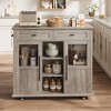 Kitchen Island with Storage, 41" Drop Leaf Table, Mobile Coffee Bar Station, 2 Cabinets, 2 Drawers, 3 Shelves - 3 of 4