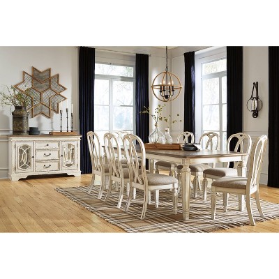 Chipped White & Distressed Wood Extendable Dining Table
